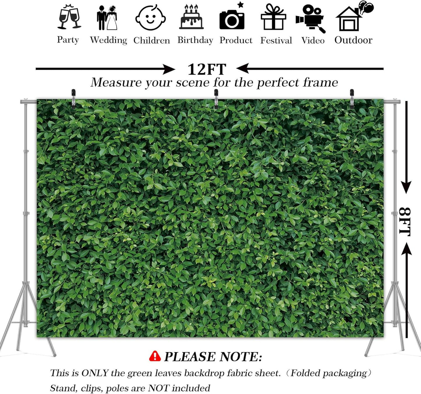 Green Leaves Backdrop - Nature Greenery Polyester Photography Background for Birthday Wedding Decor Soft Fabric Wall Banner | Baby Shower, Safari, Dinosaur Theme Photo Booth(7x5ft)