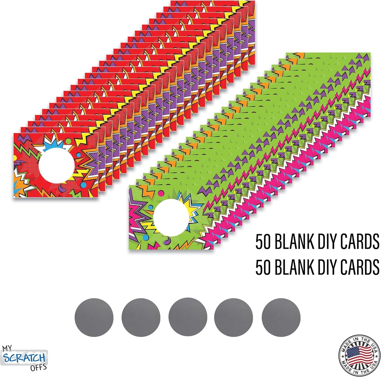 My Scratch Offs - Customizable Scratch-Off Cards Graffiti Design for Prizes, Classroom Rewards & Teacher Supplies, 50 Pack