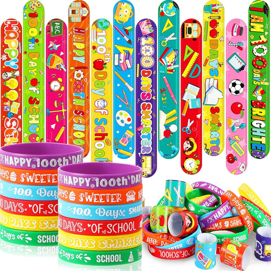JUNEBRUSHS 4th of July Party Favors, 50 Pcs Patriotic Decorations Slap Bracelets Rubber Wristbands Assorted for Kids Gifts Silicone Bracelets Bulk Memorial Veterans Day Party Accessories