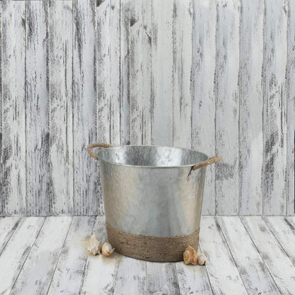 Twine Cheers Beverage Tub, Galvanized Tubs for Entertaining, Drink Buckets for Parties, Large Ice Tub and Gift Basket, Beer Buckets, Cream, 6.3 Gallons Set of 1