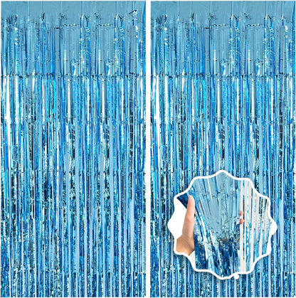 2 Pack Foil Curtain Backdrop Curtains Silver Tinsel Door Streamers Birthday Party Decorations Photo Booth Props for Disco Party Graduation Wedding Baby Shower Bachelorette Christmas Gender Reveal