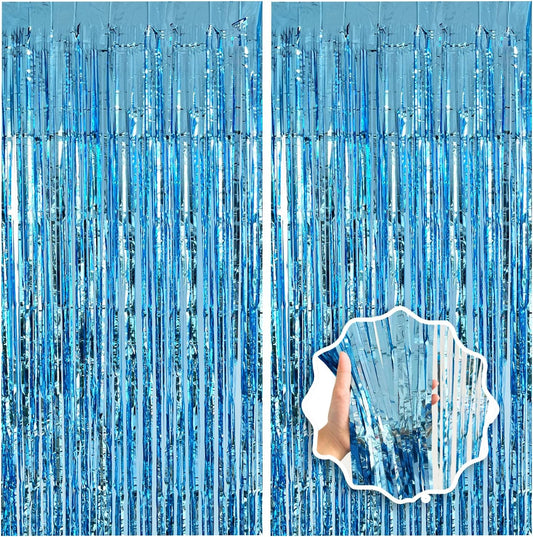 2 Pack Foil Curtain Backdrop Curtains Silver Tinsel Door Streamers Birthday Party Decorations Photo Booth Props for Disco Party Graduation Wedding Baby Shower Bachelorette Christmas Gender Reveal