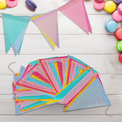120 Flags/72ft Pennant Banner Flags Garland, Triangle Banner Pennant Flags on a String, Pastel Burlap Pennant Banner Garland Bunting Banner for Outdoor Birthday Party Decorations Pastel
