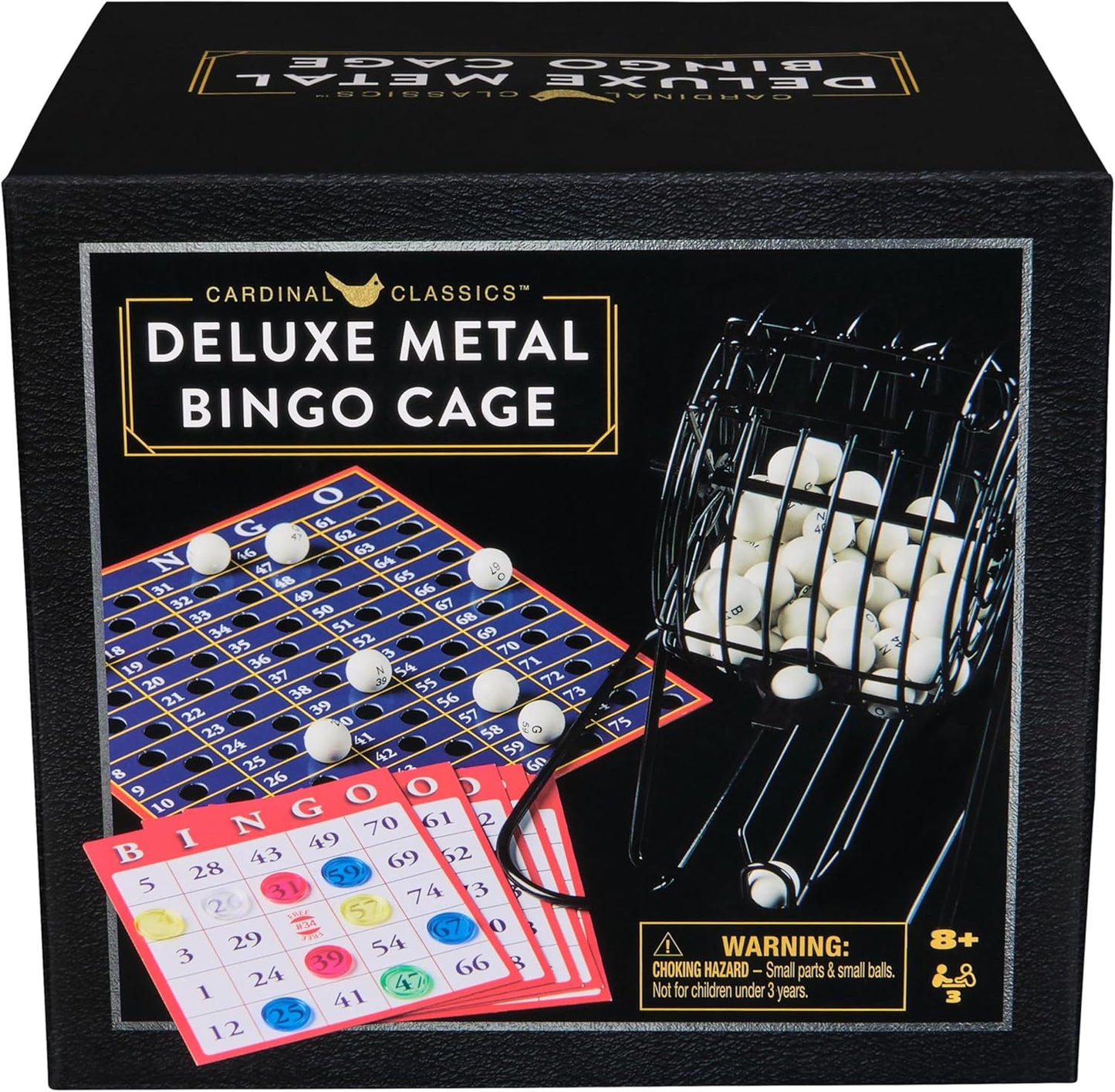 Spin Master Games, Cardinal Classics, Deluxe Metal Bingo Game Cage with Numbered Balls, Bingo Cards, Bingo Daubers Markers, for Ages 8 & Up