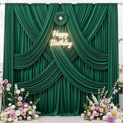 10 ft x 10 ft Wrinkle Free White Backdrop Curtains for Wedding Parties, Polyester Photography Backdrop Drapes for Birthday Parties Stage Backdrop Stand, 2 Panels 5x10FT Background Curtains