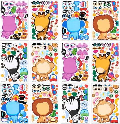 JOYIN 24 Sheets 9"x6" Make a face Stickers for Kids, Make Your Own Stickers with Unicorn, Dinosaur, Sea and Safari Animals, Party Favors Kids Crafts, Goodie Bags Stuffers Classroom Activities