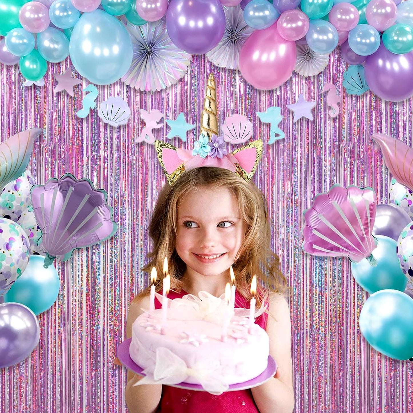 Happy Mothers Day Decorations Melsan 3 Pack 3.2 x 8.2 ft Pinkish Purple Tinsel Fringe Curtain Backdrop, Sparkling Metallic Party Decorations for Girls Birthday, Bachelorette, Wedding, Photo Booth