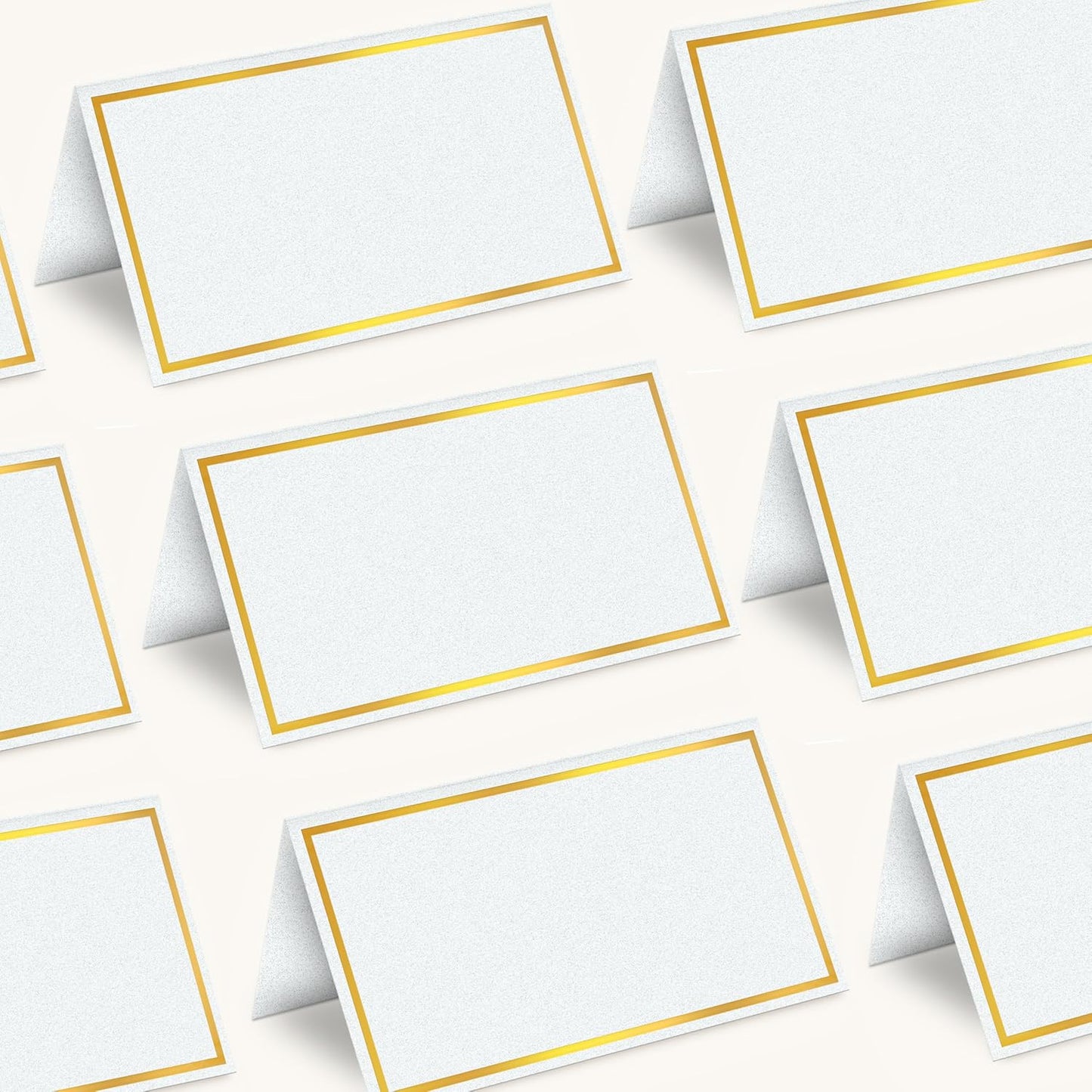100 Pack Gold Table Cards Place Cards Name Cards for Table Setting, 250g Pearled Table Tents Name Tents, Avery Place Cards for Wedding, Meeting, Party, Reserved Seating Sign (Gold)