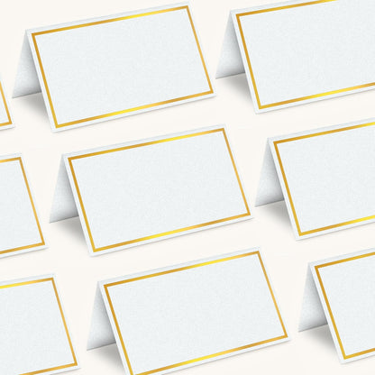 100 Pack Gold Table Cards Place Cards Name Cards for Table Setting, 250g Pearled Table Tents Name Tents, Avery Place Cards for Wedding, Meeting, Party, Reserved Seating Sign (Gold)
