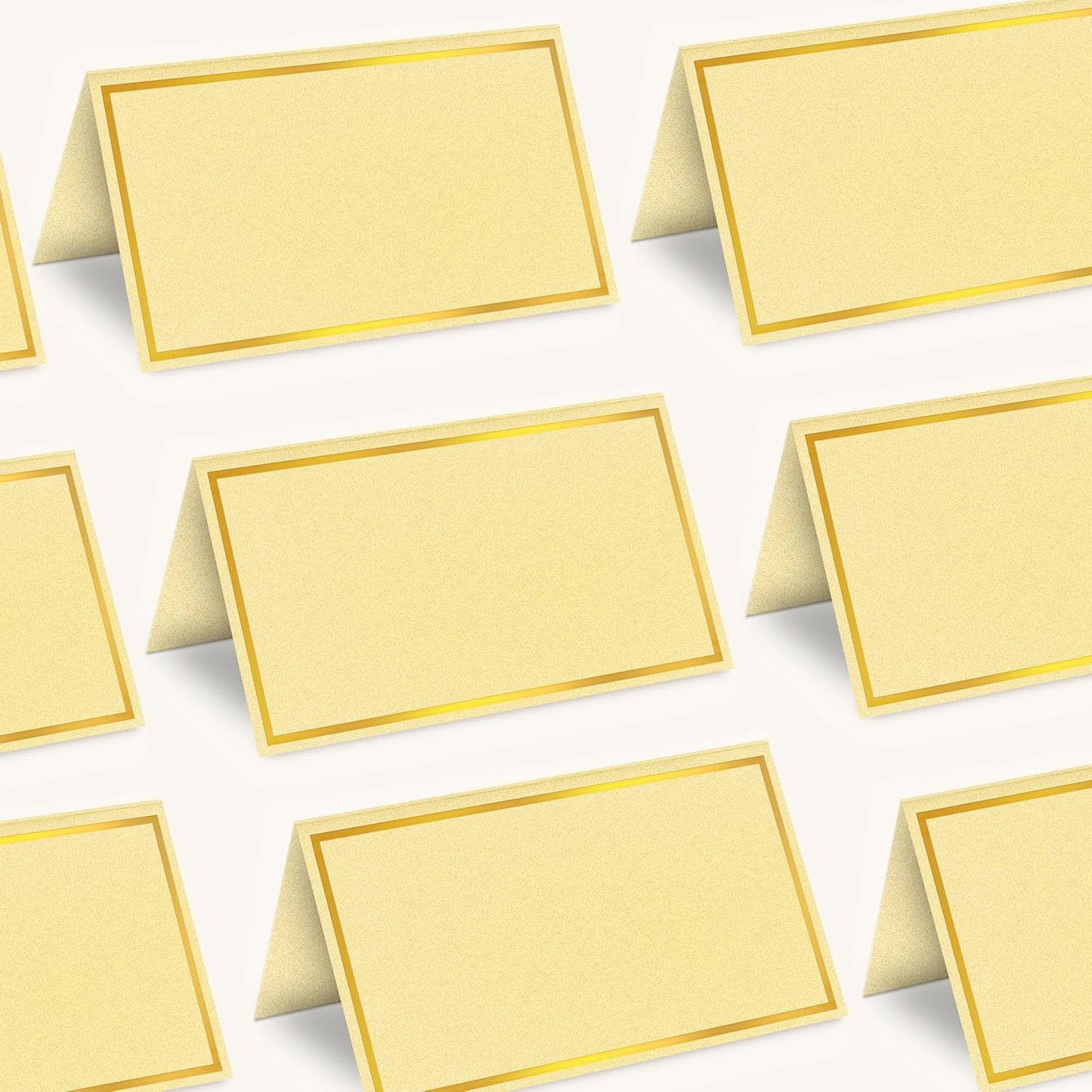 100 Pack Gold Table Cards Place Cards Name Cards for Table Setting, 250g Pearled Table Tents Name Tents, Avery Place Cards for Wedding, Meeting, Party, Reserved Seating Sign (Gold)