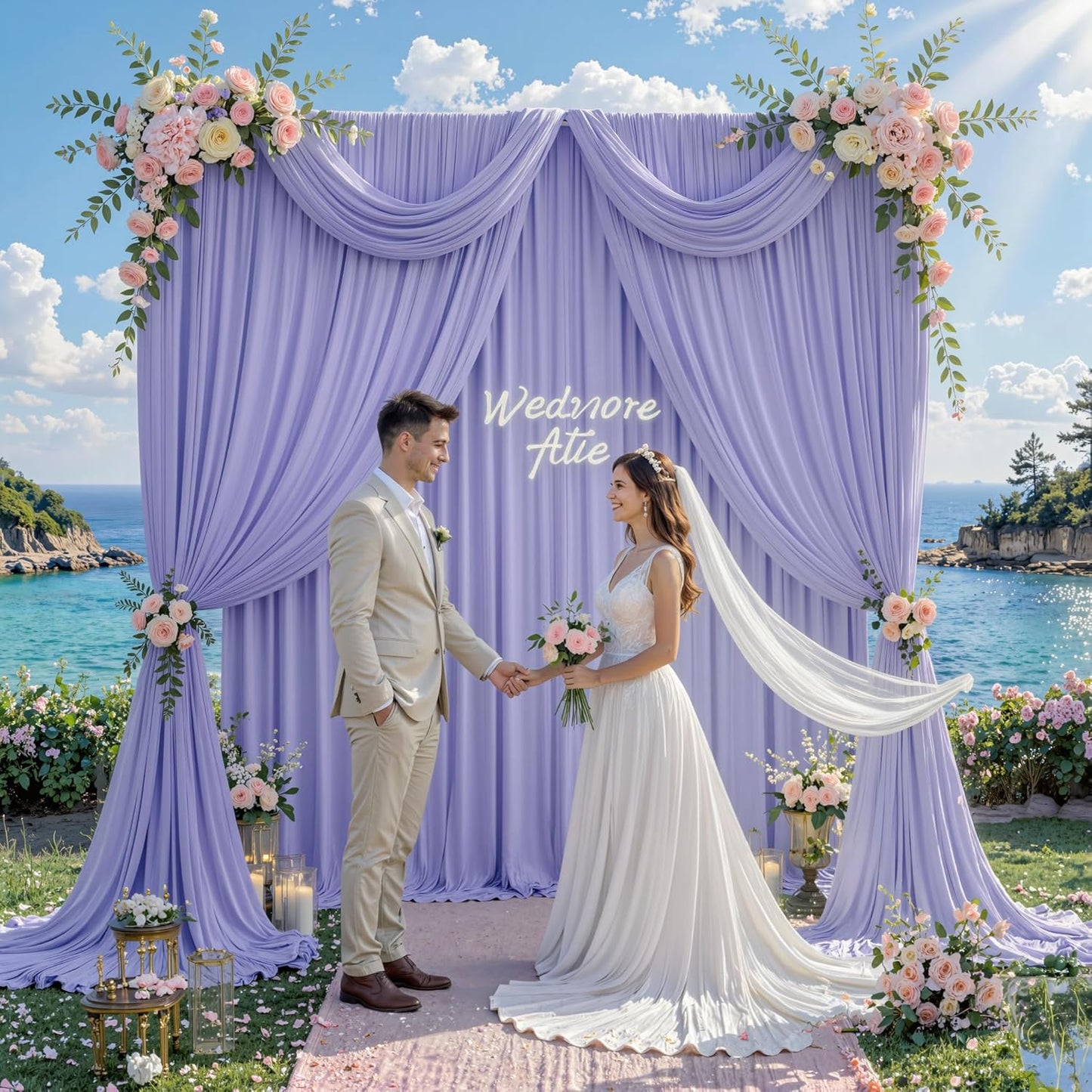 10 ft x 10 ft Wrinkle Free White Backdrop Curtains for Wedding Parties, Polyester Photography Backdrop Drapes for Birthday Parties Stage Backdrop Stand, 2 Panels 5x10FT Background Curtains