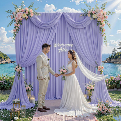 10 ft x 10 ft Wrinkle Free White Backdrop Curtains for Wedding Parties, Polyester Photography Backdrop Drapes for Birthday Parties Stage Backdrop Stand, 2 Panels 5x10FT Background Curtains