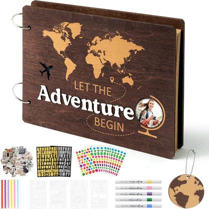 TICIAGA Congrats Grad Scrapbook Album Kit - 108PCS Large Wooden Graduation Photo Album Craft Set for Students, 11.8x8.6 Class of 2026 Memory Keepsake Book for High School College Graduation Party Gift