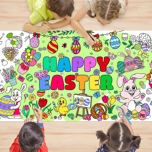 Happy Birthday Giant Coloring Poster 30 x 72 Inches Large Coloring Tablecloth for Kids School Home Party Supplies Decoration