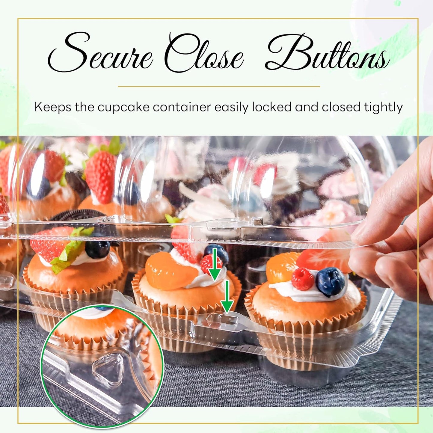 NPLUX 12 Count Cupcake Containers 12 Pack Cupcake Holders Plastic Stackable Cupcake Boxes with Detachable Tall Dome Lids and 144 Liners for 144 Cupcakes, BPA Free, Standard Size