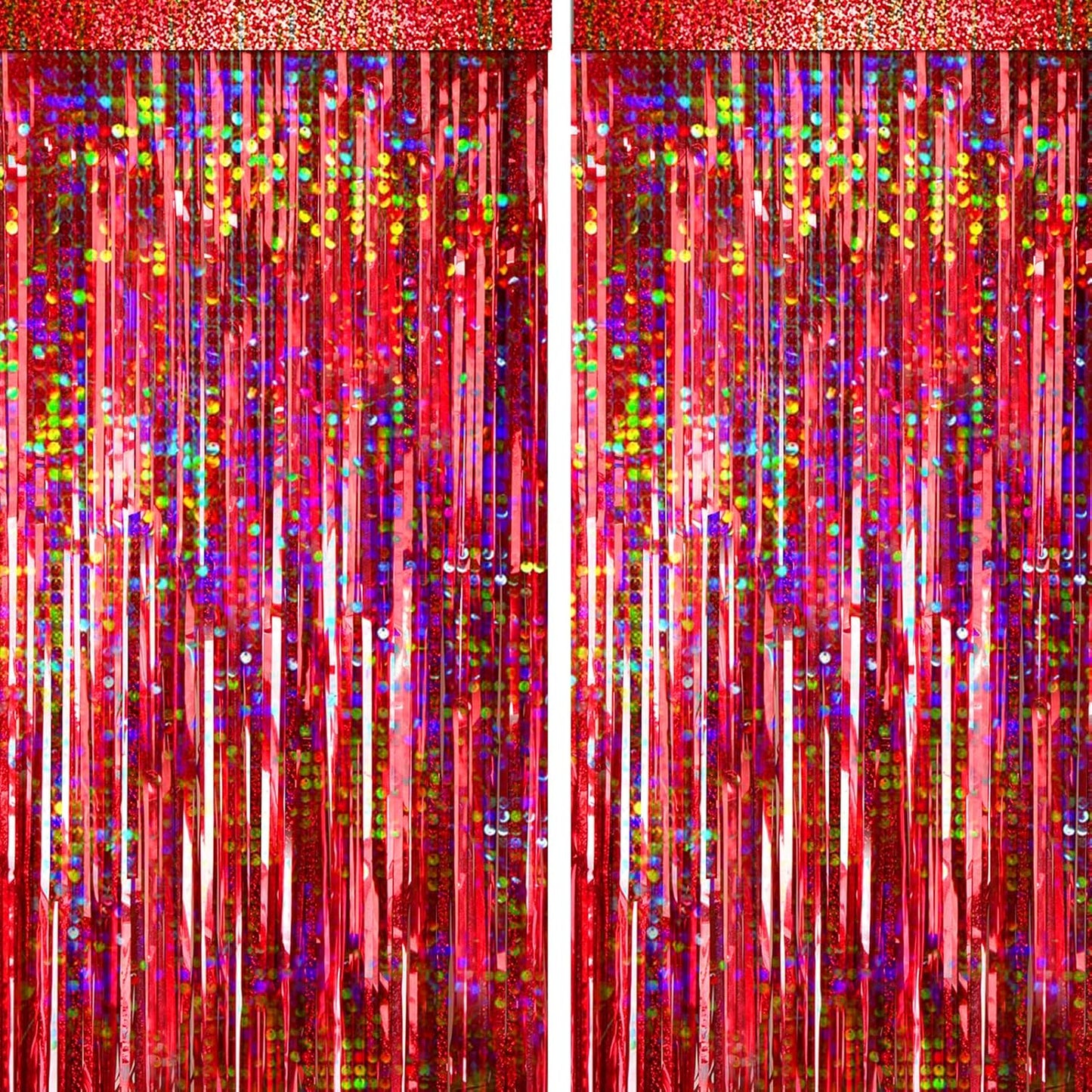 4 Packs Silver Foil Fringe Curtain, Silver Glitter Metallic Tinsel Backdrop for Birthday, Wedding, Baby Shower, Bachelorette, 70s 80s 90s Theme Disco Party, Iridescent Party Decorations Supplies