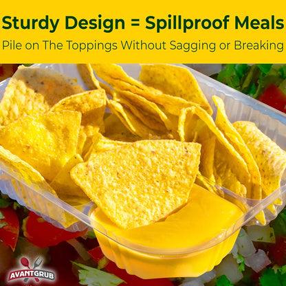 Anti-Spill, Large 6x8 Inch Plastic Nacho Trays 125 Pack. Reusable 2 Compartment Boats Great for Dips, Snacks, Fair Foods. Portable Nacho Chip Holders for School Carnivals, Parties, Concession Stands