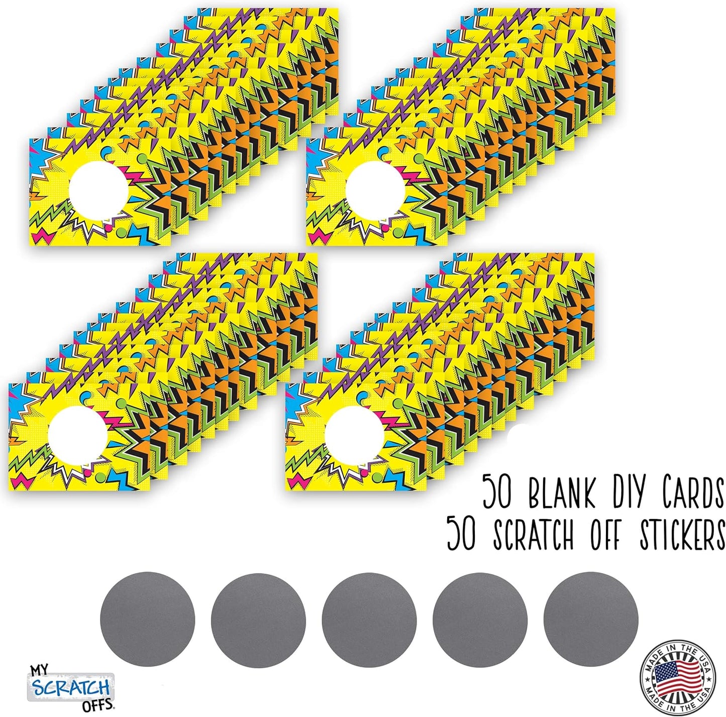 My Scratch Offs - Customizable Scratch-Off Cards Graffiti Design for Prizes, Classroom Rewards & Teacher Supplies, 50 Pack