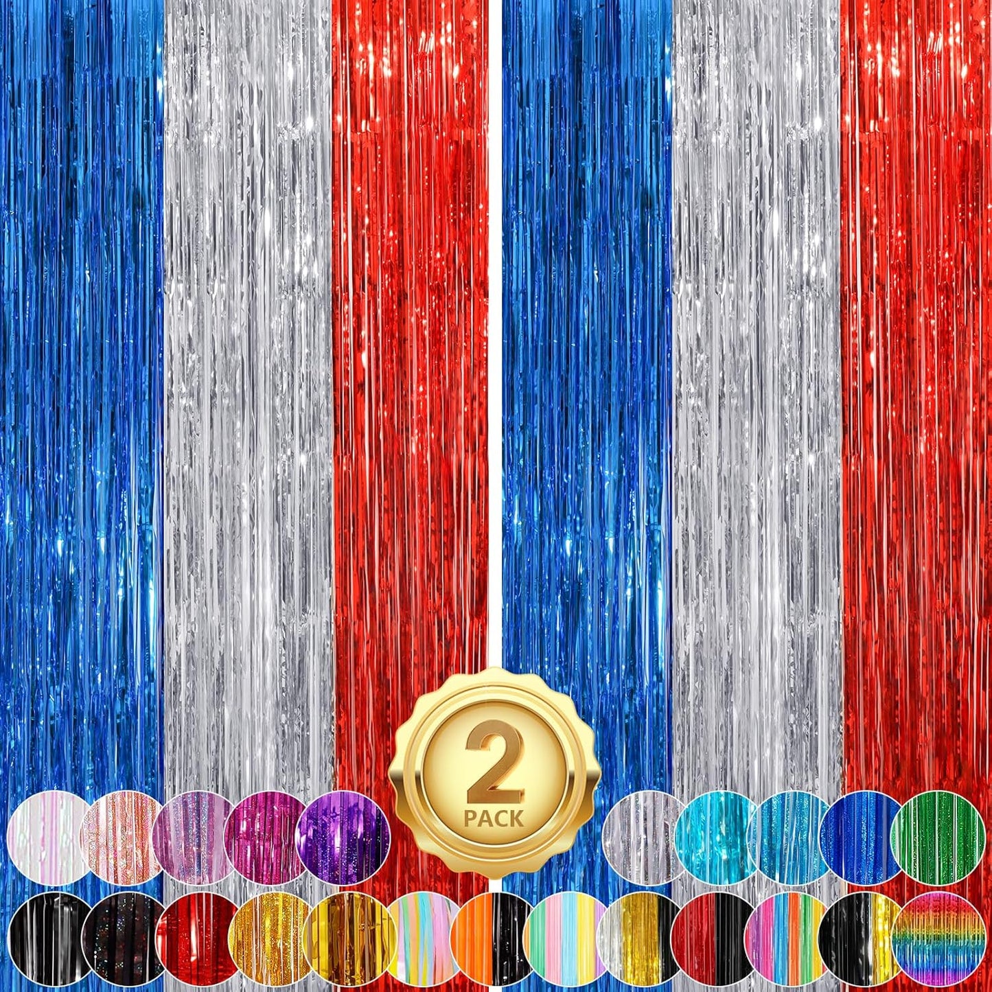 Black Fringe Curtain Party Streamers 2Pack 3.3x8.3 Ft Foil Fringe Backdrop Curtains for Birthday Wedding Bridal Baby Shower Halloween Decor Tinsel Streamers Black Party Decorations Door Streamers