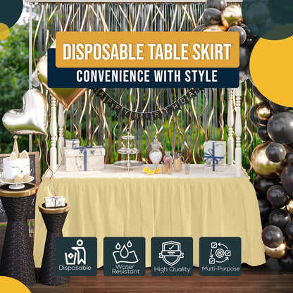 Exquisite Ruffle Table Skirt Black 6 Pack 14 Ft Long Table Skirts for Rectangle Tables 6ft Plus or Round Tables Skirts with Adhesive Strip for Gender Reveal Decor & Happy Birthday Parties