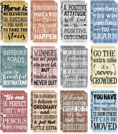 Outus 24 Pieces Mini Inspirational Notepads Motivational Small Pocket Journal Notebook Inspiring Note Pads Gift for School Office Travel Coworkers Supplies, 12 Styles (Simple Style)