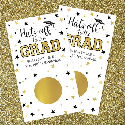 DISTINCTIVS Scratch Off Graduation Party Game, Black and Gold, Graduation Games for Parties Class of 2026, 30 Cards