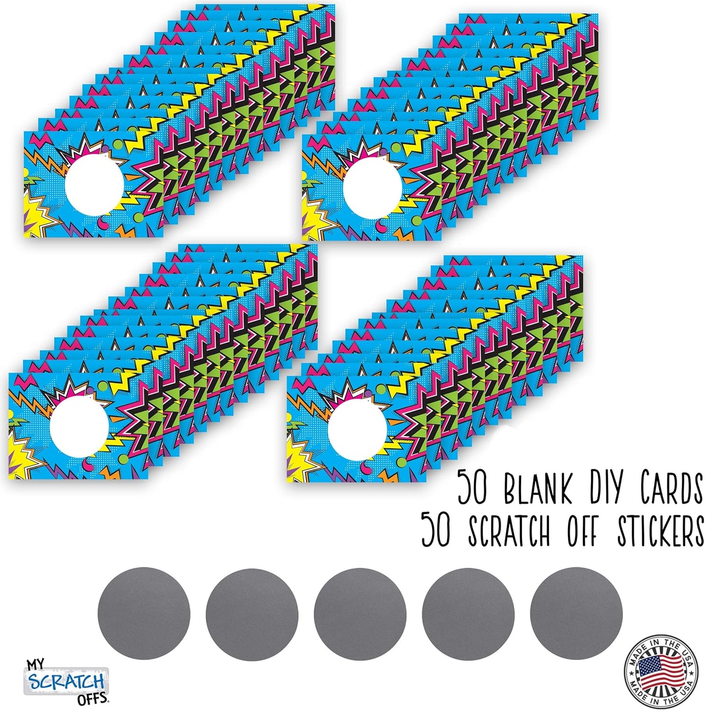 My Scratch Offs - Customizable Scratch-Off Cards Graffiti Design for Prizes, Classroom Rewards & Teacher Supplies, 50 Pack