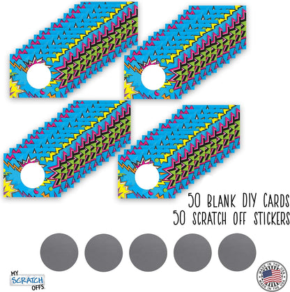 My Scratch Offs - Customizable Scratch-Off Cards Graffiti Design for Prizes, Classroom Rewards & Teacher Supplies, 50 Pack