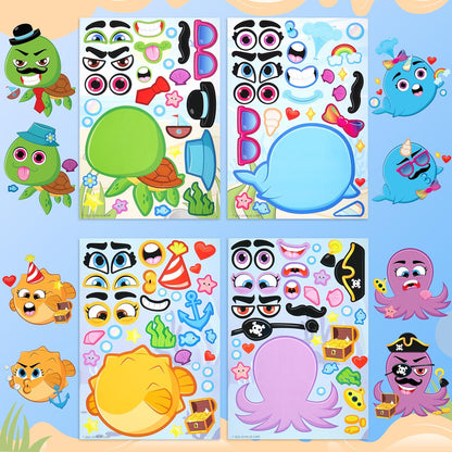 JOYIN 36 Sheets 9"x6" Make a face Stickers for Kids, Make Your Own Animal Stickers with Unicorn, Dinosaur, Sea and Safari Animals, Crafts Birthday Party Favors, Goodie Bags Classroom Activities