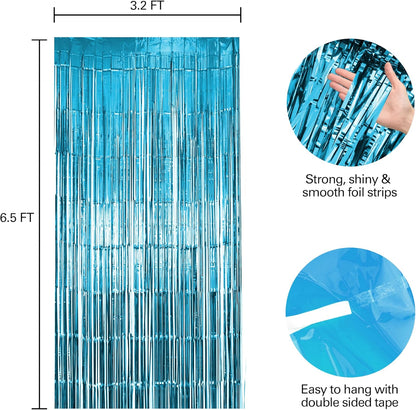 Hampton Distribution 6 Pack Silver Foil Fringe Curtains, Silver Tinsel Backdrop Party Curtains, Party Supplies for Birthday, Holidays, Parties & More