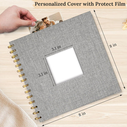 8 x 8 Inch Scrapbook Photo Album Linen Cover 20 Sheets/ 40 Pages, Hardcover Kraft White Pages Memory Book, for Travel Wedding Guest Book Christmas Baby Shower Fits 4x6 & Instant Photos, Beige