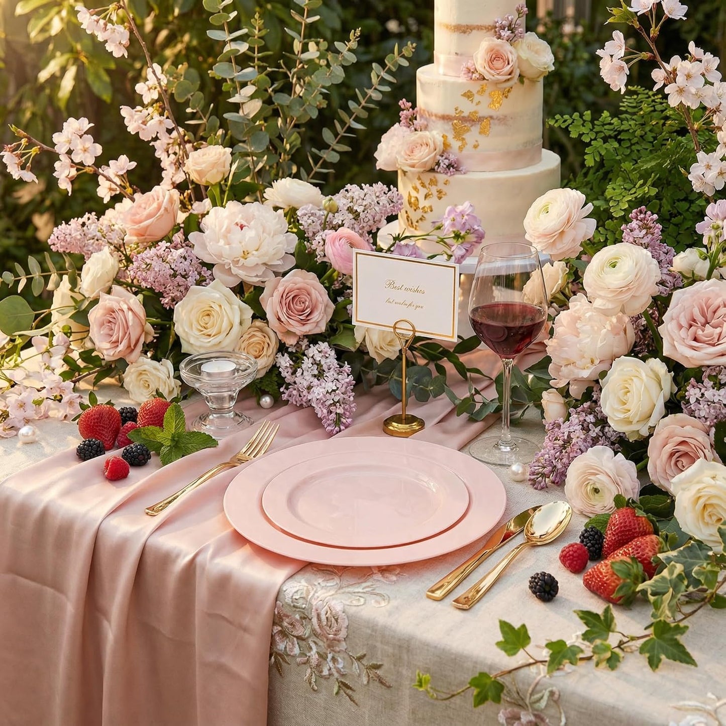 FLOWERCAT 60PCS White Plastic Plates - Heavy Duty White Disposable Plates for Mother's Day/Birthday Party/Wedding -serve for 30 guests Include 30PCS 10.25" & 30PCS 7.5" Plates for Party