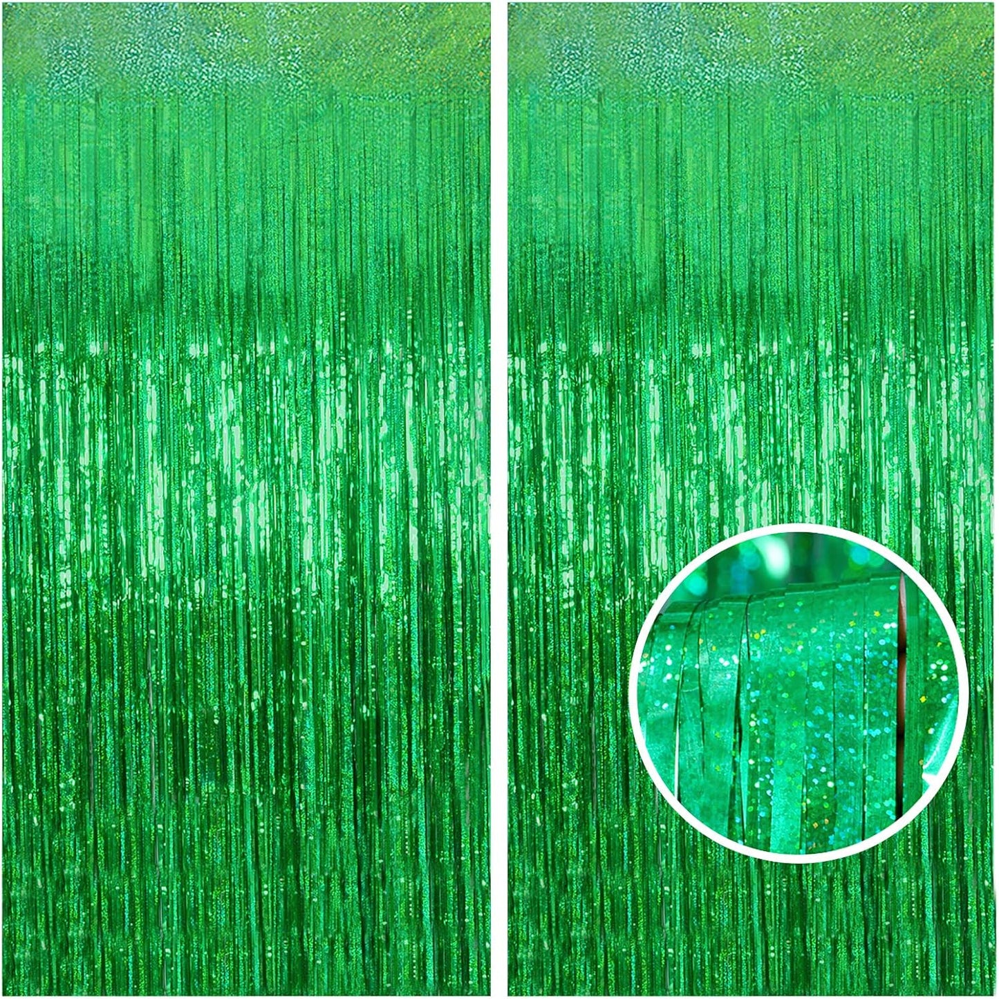 Melsan 2 Pack 3.2 ft x 8.2 ft Tinsel Foil Fringe Curtains Backdrop, Sparkle Metallic Foil Curtains for Party Photo Booth Props Decoration, Pinkish Purple