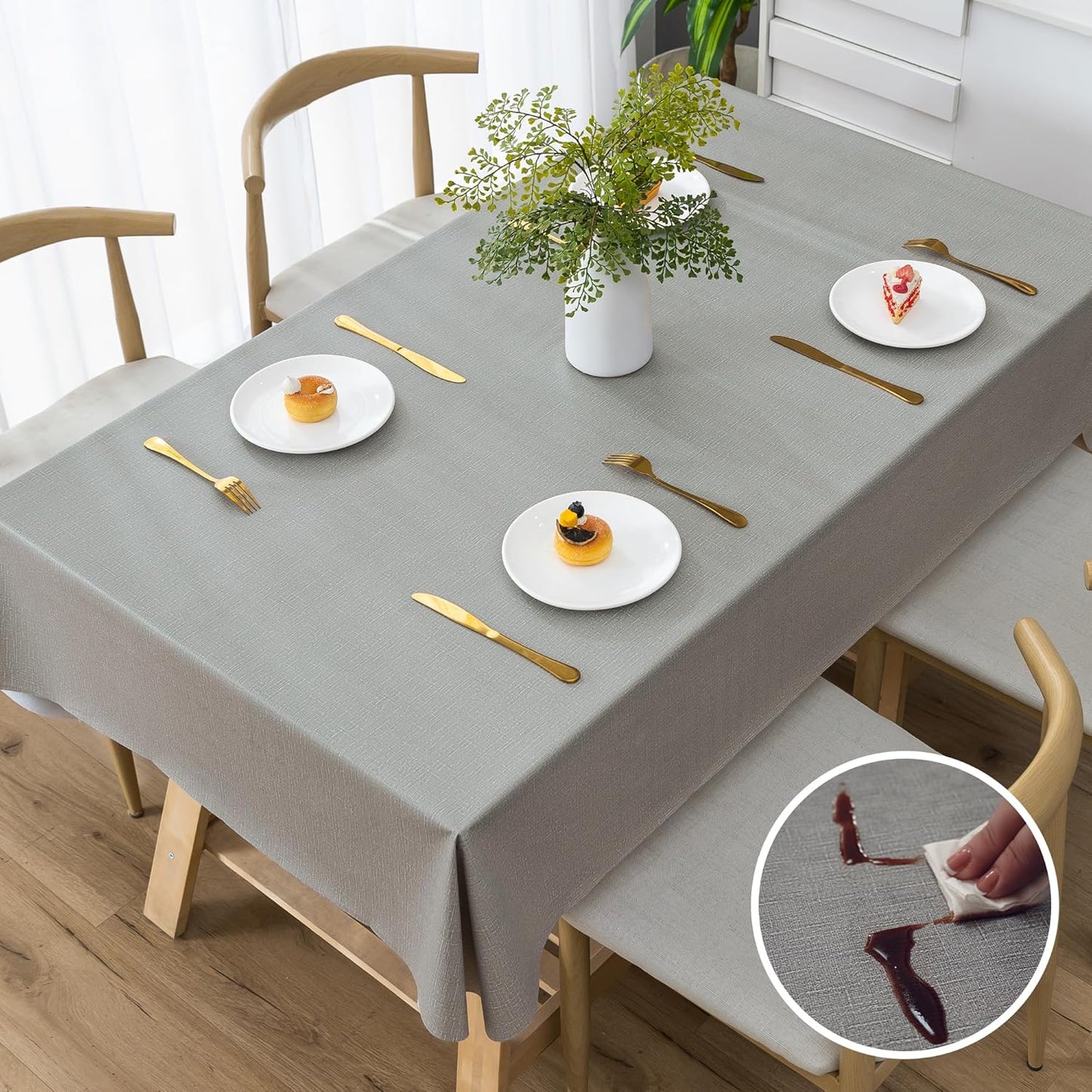 Rectangle Table Cloth,100% Waterproof Tablecloth Oil Proof Spill Proof Vinyl Table Cloth, Wipe Clean Plastic Table Cover for Dining, Camping, Indoor and Outdoor 52" x 70",Leaves