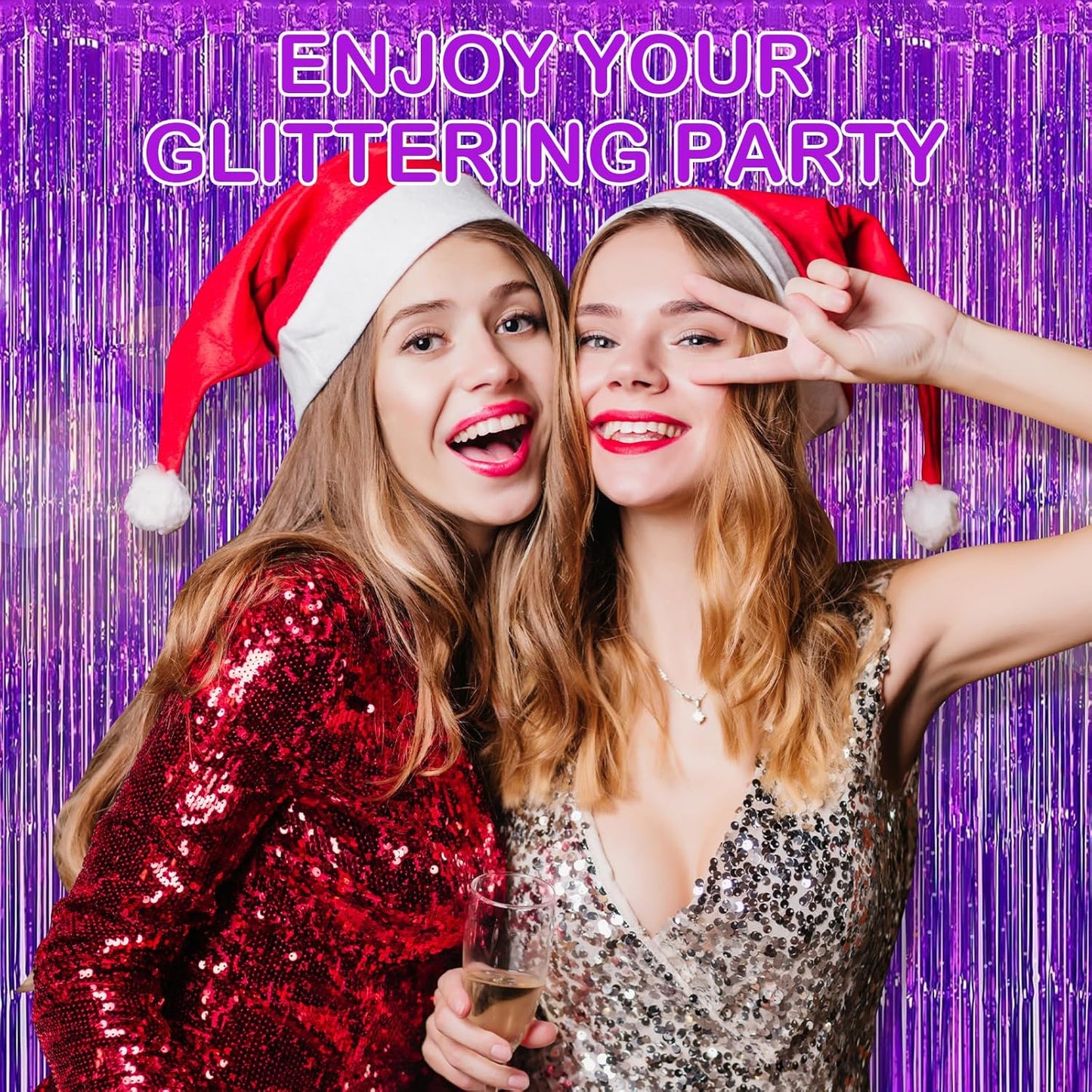 Silver Fringe Curtain Party Streamers, 12 Pack 3.3ft x 8.2ft Foil Curtain Backdrop Tinsel Foil Fringe Curtains Photo Booth Backdrop Streamer for Birthday, Wedding, Baby Shower, Disco Party