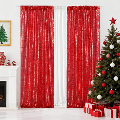 Poise3EHome Black Sequin Backdrop Curtains, 2 Panels 2FTx8FT Glitter Photo Booth Backdrop for Halloween Birthday Bachelorette Wednesday Twilight Party Decorations