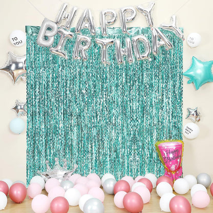 3 Pack Colorful Foil Fringe Curtain Backdrop - 6.6 x 3.3 ft Wavy Rainbow Tinsel Backdrop Curtain Metallic Streamers Iridescent Holiday Photo Booth Party Decorations