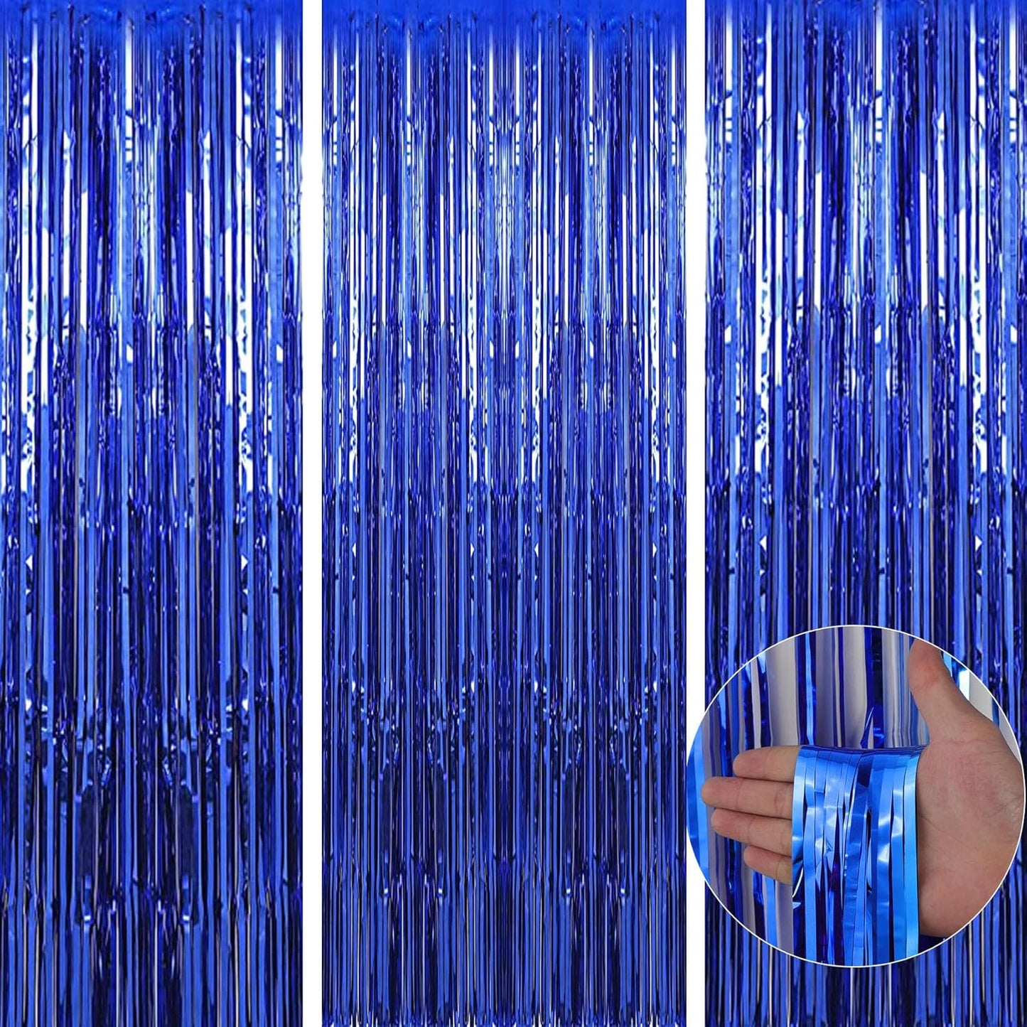 Birthday Party Decorations: 3 Pack 3.3 x 9.9 ft Gold Foil Fringe Curtains Party Supplies, Tinsel Curtain Backdrop for Parties/Birthday/Photo Booth
