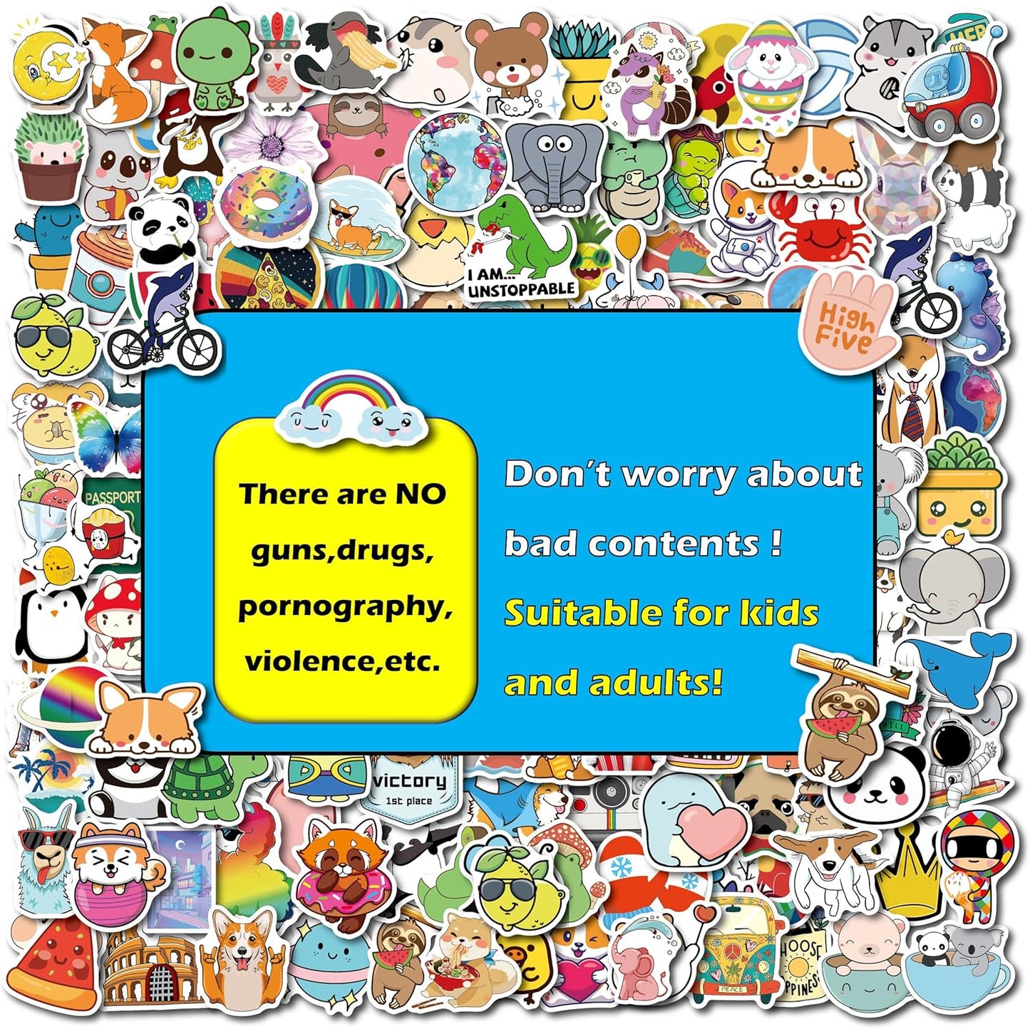 200PCS Waterproof Vinyl Stickers for Water Bottles, Cute Kids Stickers for Classroom Decor, Teacher Supplies & Classroom Must Haves