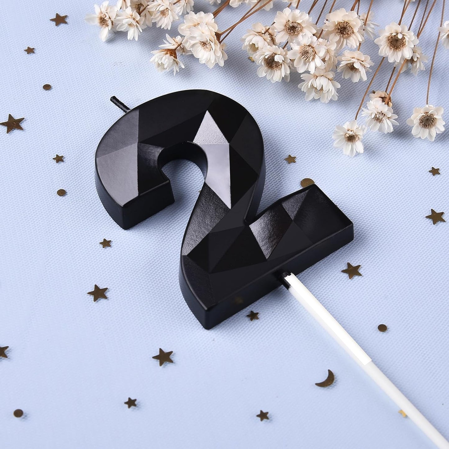 PHD CAKE 2.76 Inch Crystal Black 9 Number Birthday Candles, Black Number Candles, Cake Number Candles, Party Celebration