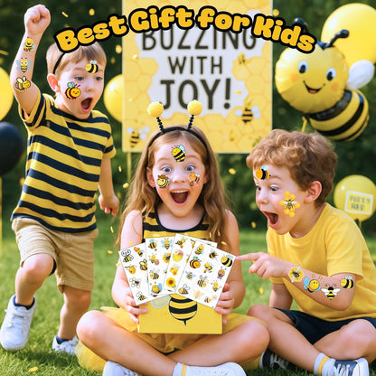 96PCS Bee Pre-Cut Temporary Tattoos for Kids - Cute Party Favors & Decorations, Perfect for Birthday Parties, School Prizes, and Themed Gifts for Boys & Girls