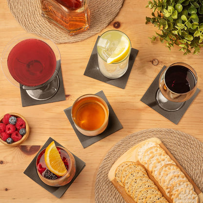 AH AMERICAN HOMESTEAD Cocktail Napkins-Disposable Beverage/Bar Napkins-White Linen-Like Square Napkins-Eco-Friendly & Compostable-Everyday Use, Party or Wedding 4.75inch x 4.75inch (100 Count, White)