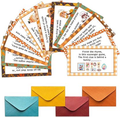 Thanksgiving Scavenger Hunt Games, Fall Holiday Treasure Hunt Clues Game Cards, Thanksgiving Party Games for Family Friend Groups, Fall Theme Party Decorations Supplies Favors，04