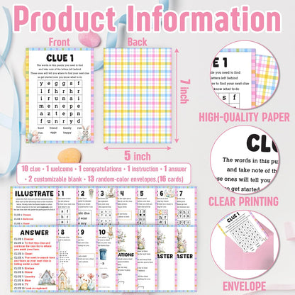Easter Scavenger Hunt Games, Easter Treasure Hunt Clues Game Cards, Family Party Games for Kids and Adults, Holiday Party Game for Activities Decorations Supplies, 5x7 Inch (Indoor)-A03