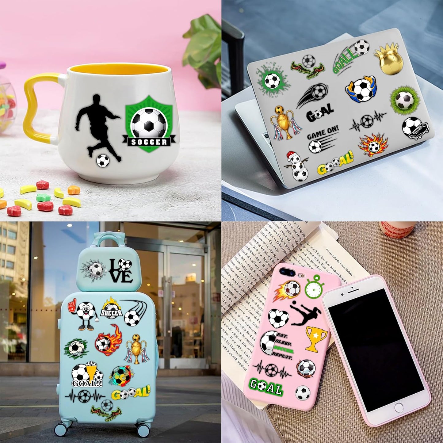 Cherisnowy 72 PCS Soccer Party Favors - 48 Temporary Pre-Cut Tattoos & 24 Slap Bracelets - Fun Party Favors for Boys & Girls, Birthday Goodie Bag Fillers, Baby Shower Gifts, Classroom Rewards