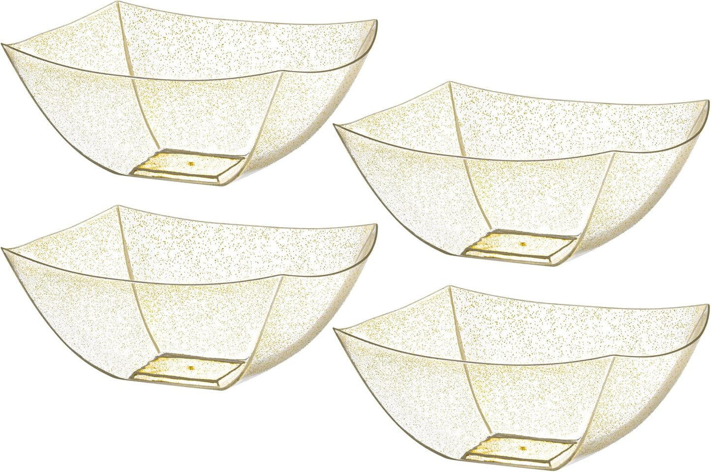 Posh Setting - Clear Plastic Serving Bowls for Party (8oz - 4 Pack) Square, Disposable, Salad & Fruit Bowls for Party Table, Candy Containers for Candy Buffet