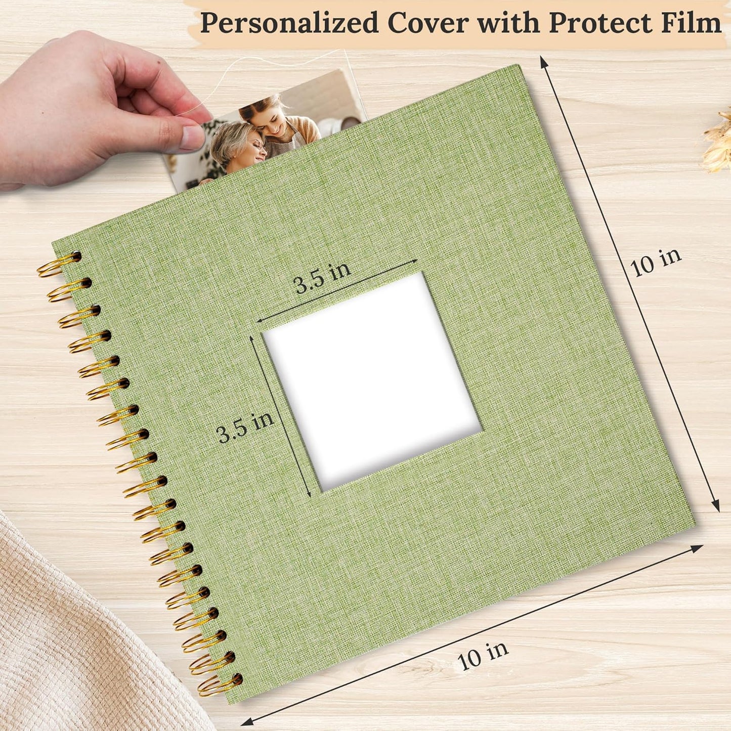 8 x 8 Inch Scrapbook Photo Album Linen Cover 20 Sheets/ 40 Pages, Hardcover Kraft White Pages Memory Book, for Travel Wedding Guest Book Christmas Baby Shower Fits 4x6 & Instant Photos, Beige