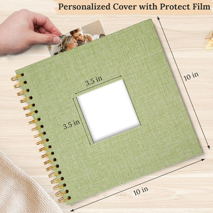 8 x 8 Inch Scrapbook Photo Album Linen Cover 20 Sheets/ 40 Pages, Hardcover Kraft White Pages Memory Book, for Travel Wedding Guest Book Christmas Baby Shower Fits 4x6 & Instant Photos, Beige