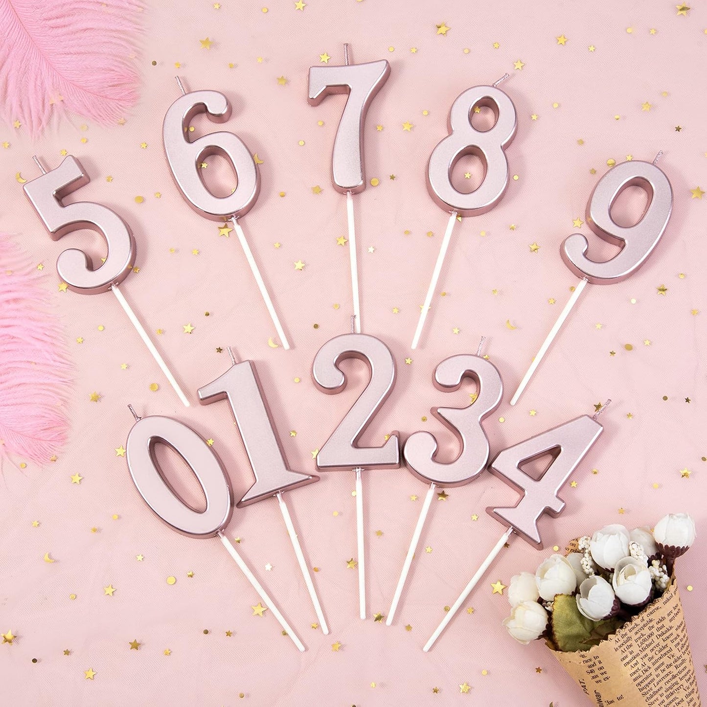 PHD CAKE 2.76 Inch Modern Gold 2 Number Birthday Candles, Gold Number Candles, Cake Number Candles, Party Celebration