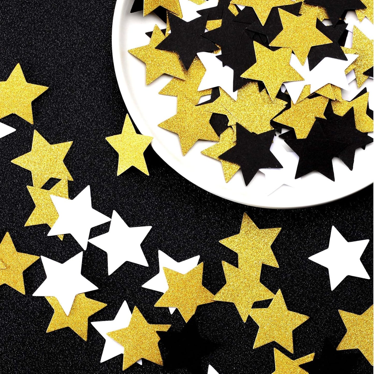 300pcs Navy Blue White Silver Confetti,Glitter Paper decor Twinkle Little Star Table Confetti,Birthday Graduation 2024 Fathers Day Wedding Baby Shower Party Decorations Circle Dots Lasting Surprise
